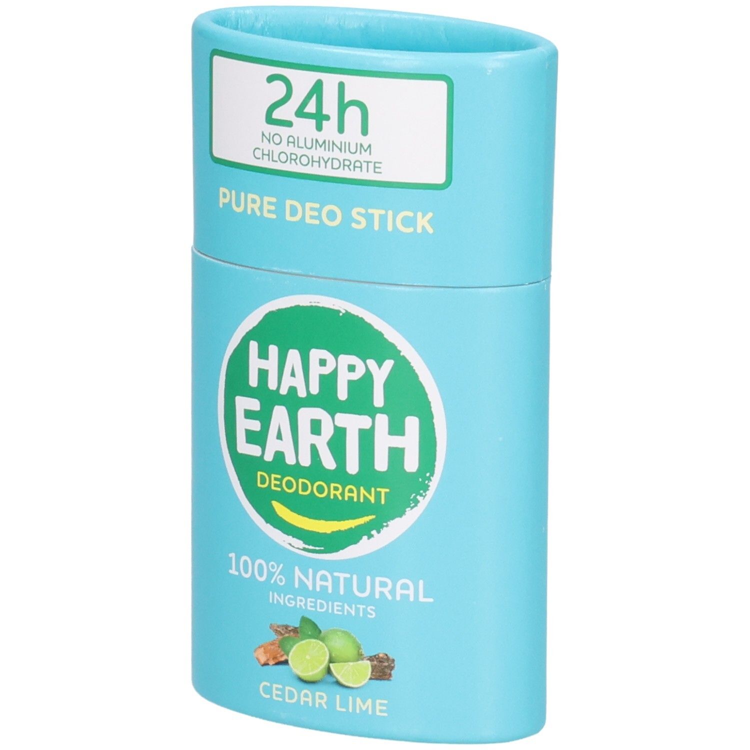 Happy Earth Déodorant Stick Cèdre Citron Vert, protection 24h, ingrédients 100% naturels.