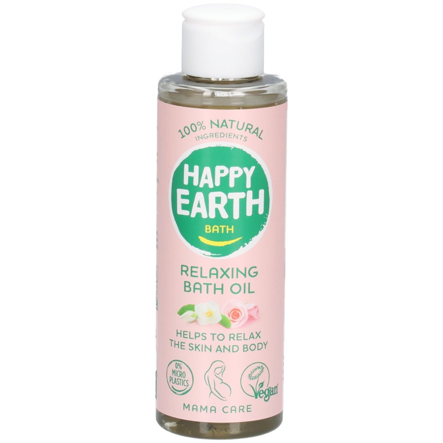 Bouteille d'huile de bain relaxante, 150ml, Mama Care, ingrédients 100% naturels, Vegan.