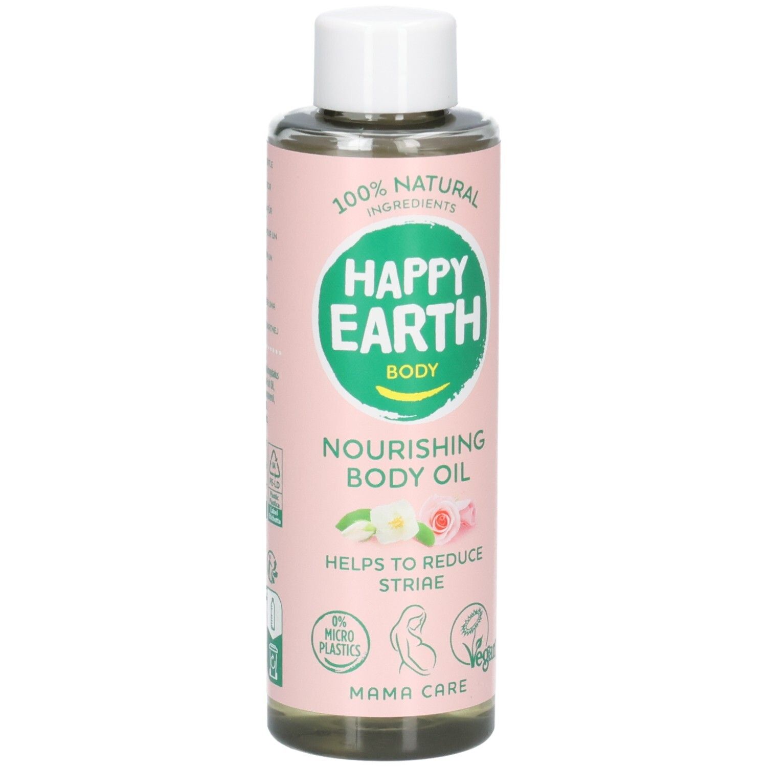 Huile corps Happy Earth pour futures mamans, 150ml. Ingrédients naturels, vegan.