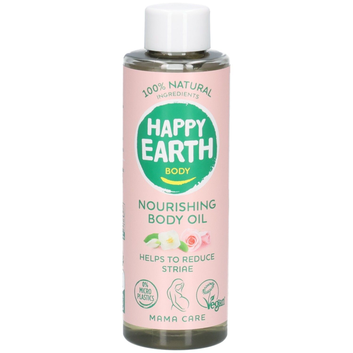 Huile corps Happy Earth pour futures mamans, 150ml. Ingrédients naturels, vegan.