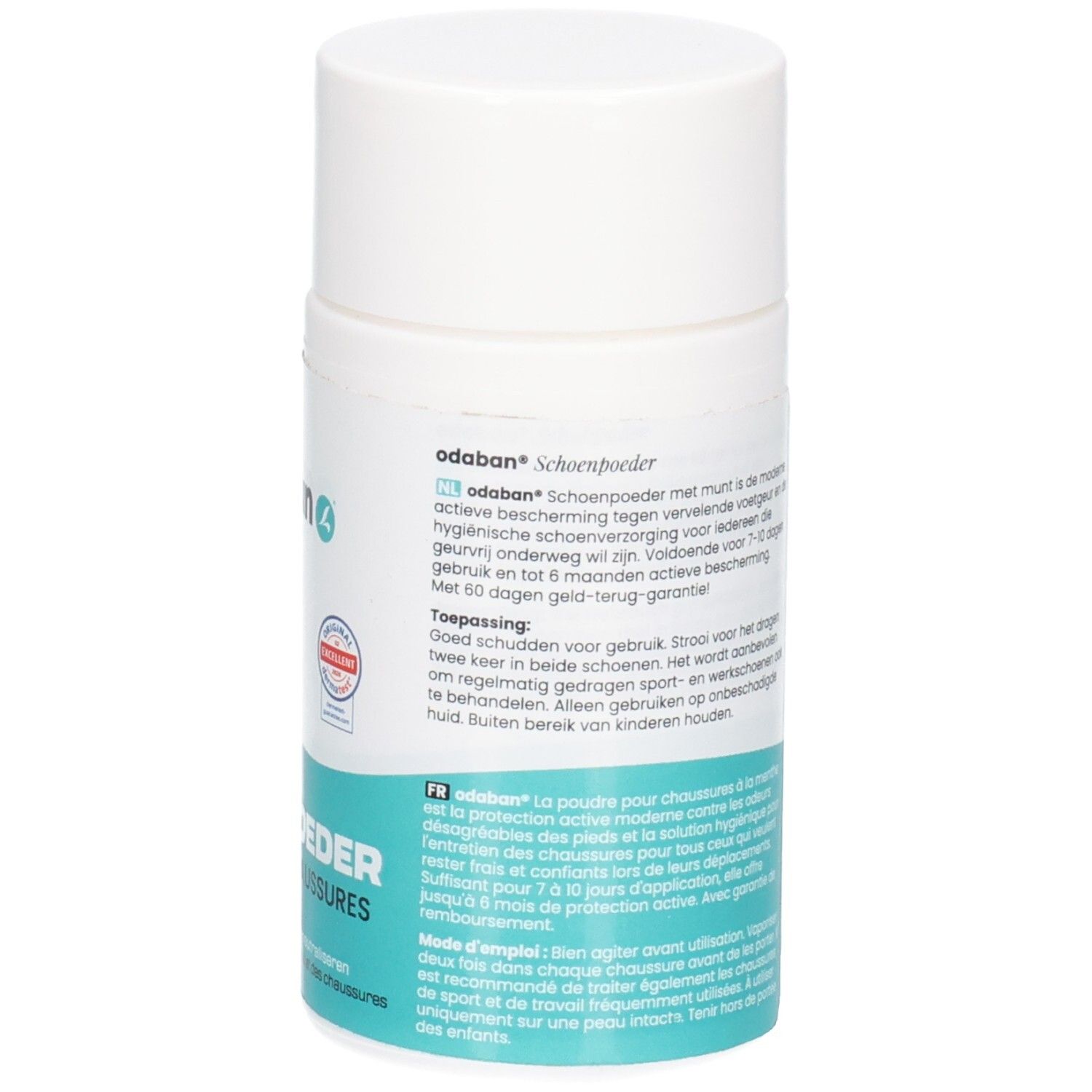 Arrière d'une boîte blanche avec instructions d'utilisation et informations produit.
