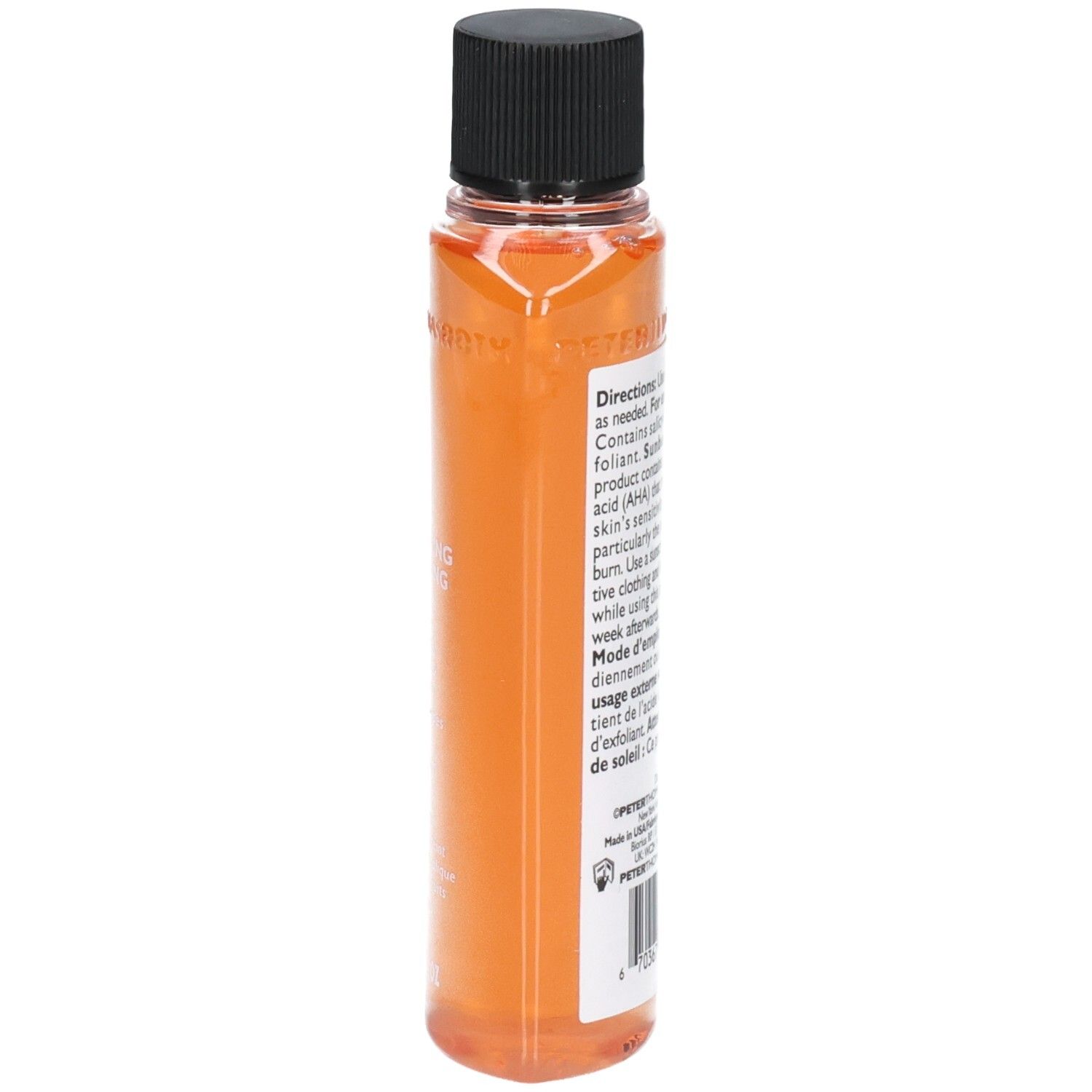 Gel Nettoyant Anti-Âge Peter Thomas Roth, 57 ml. Vue latérale du flacon de gel orange.