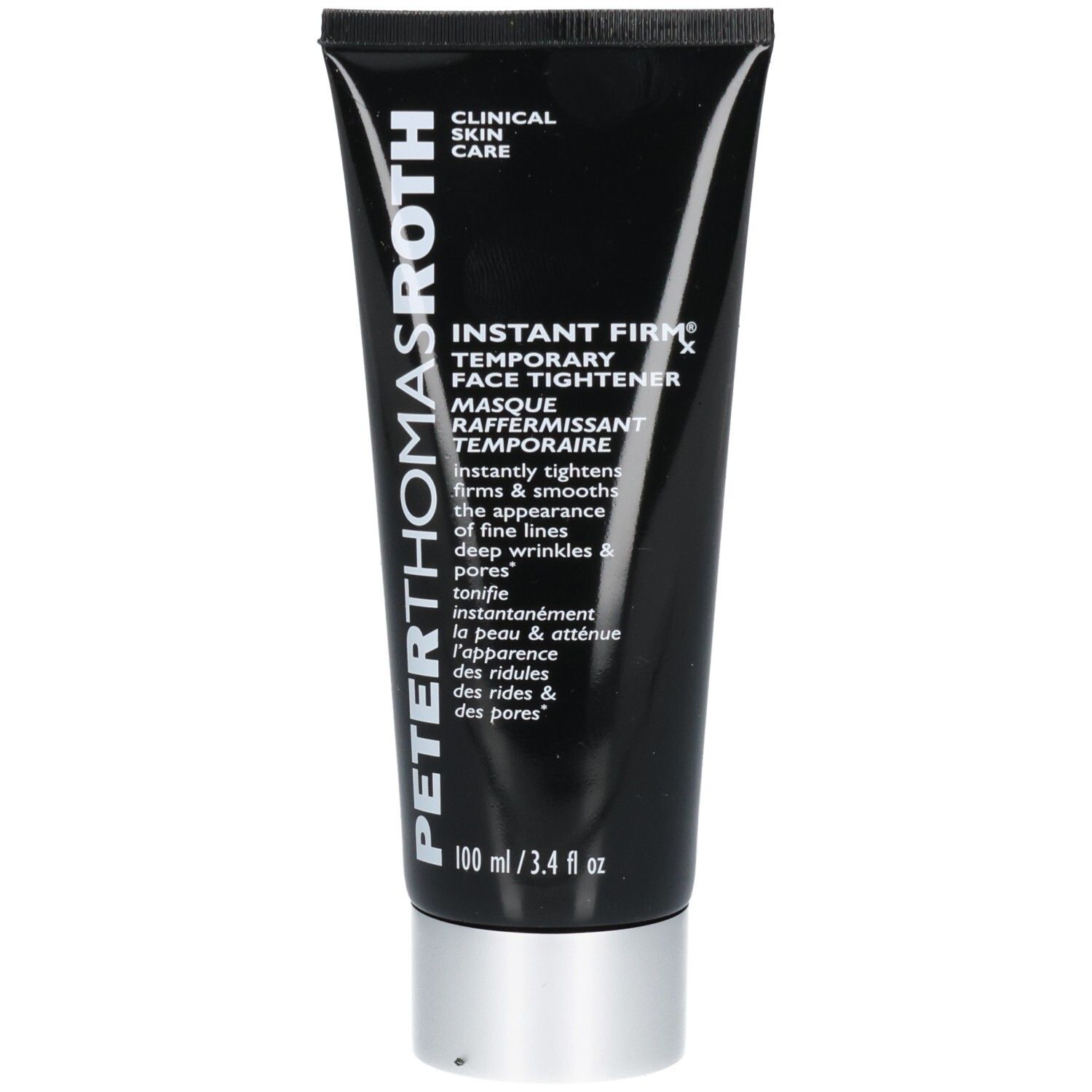 Tube noir avec bouchon argenté, Peter Thomas Roth Instant Firmx.