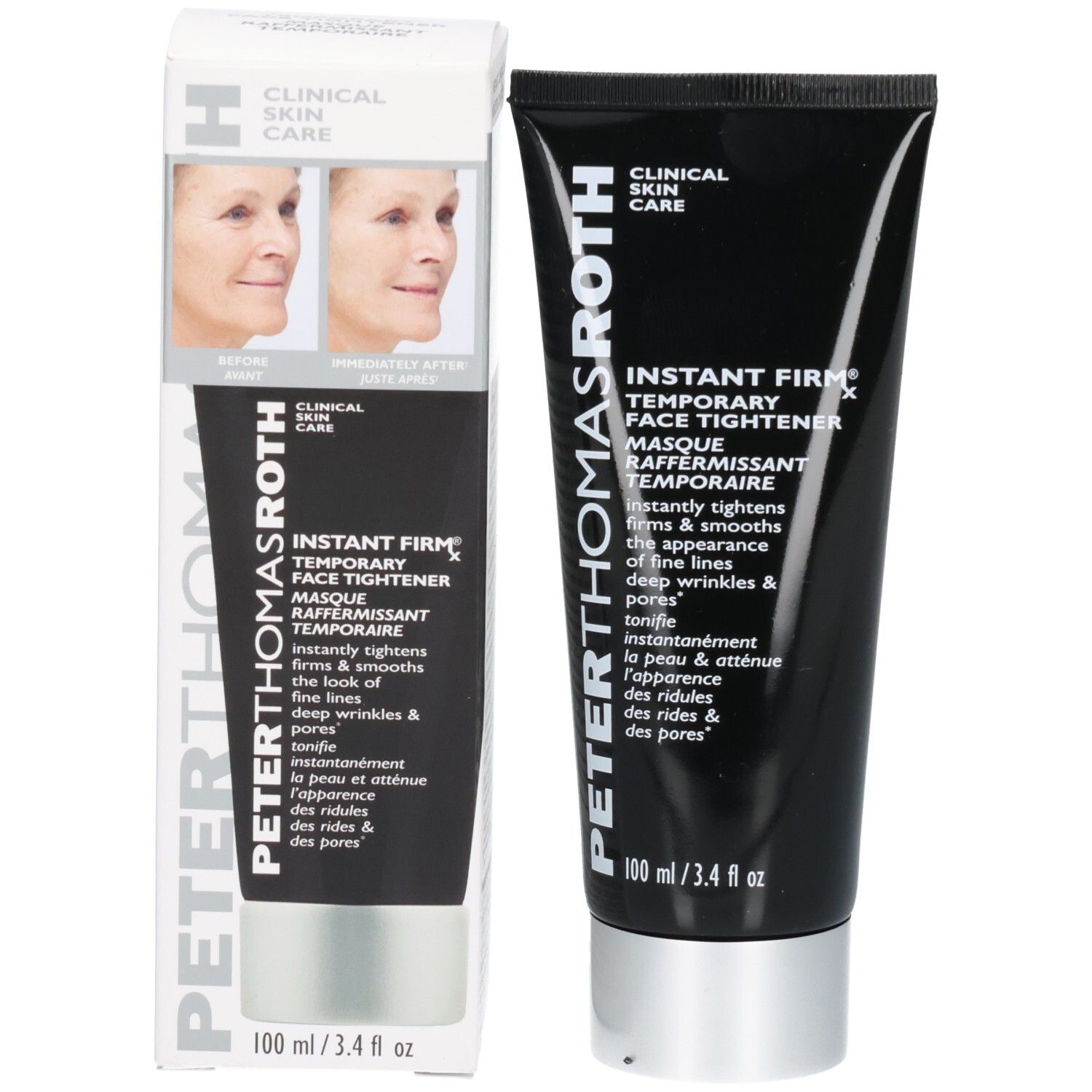 Emballage et tube du raffermissant visage Peter Thomas Roth Instant Firmx.