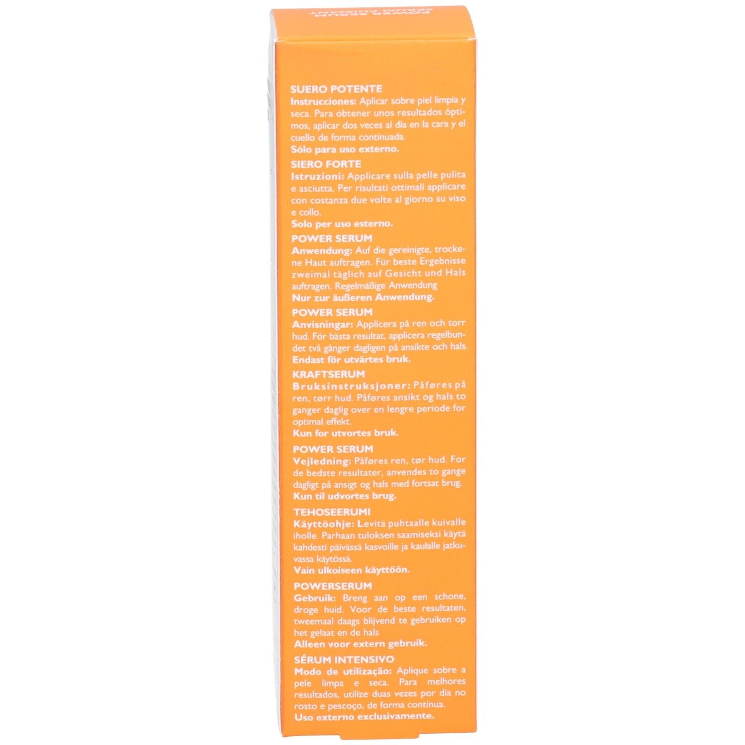Arrière de l'emballage Peter Thomas Roth Potent C Power Serum avec instructions.