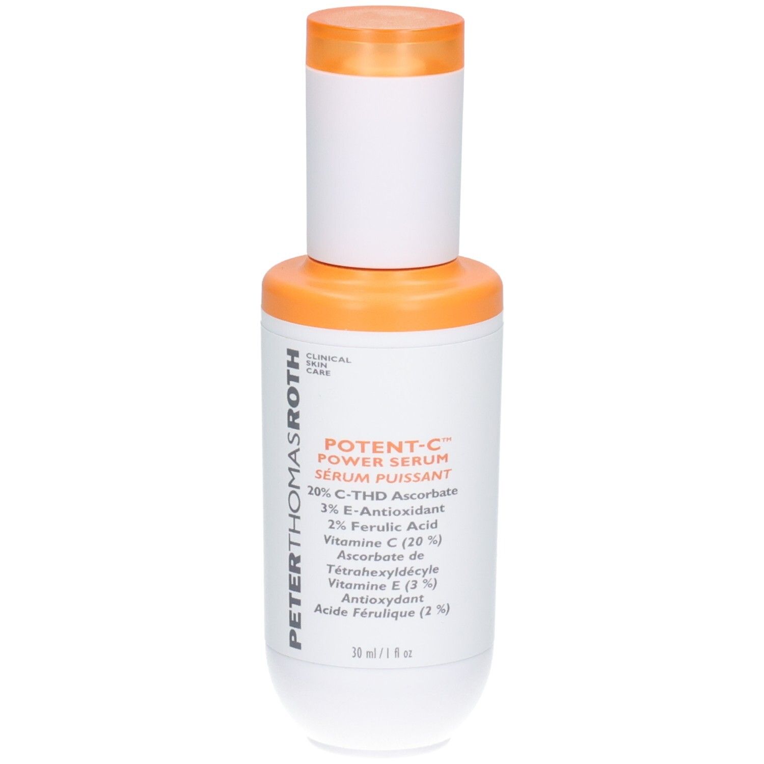 Flacon Peter Thomas Roth Potent C Power Serum, vue de face.