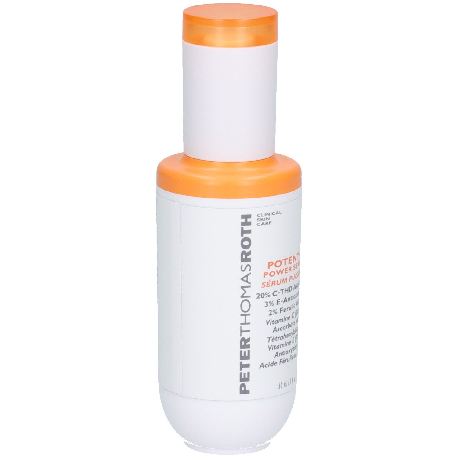 Flacon Peter Thomas Roth Potent C Power Serum, vue de côté.