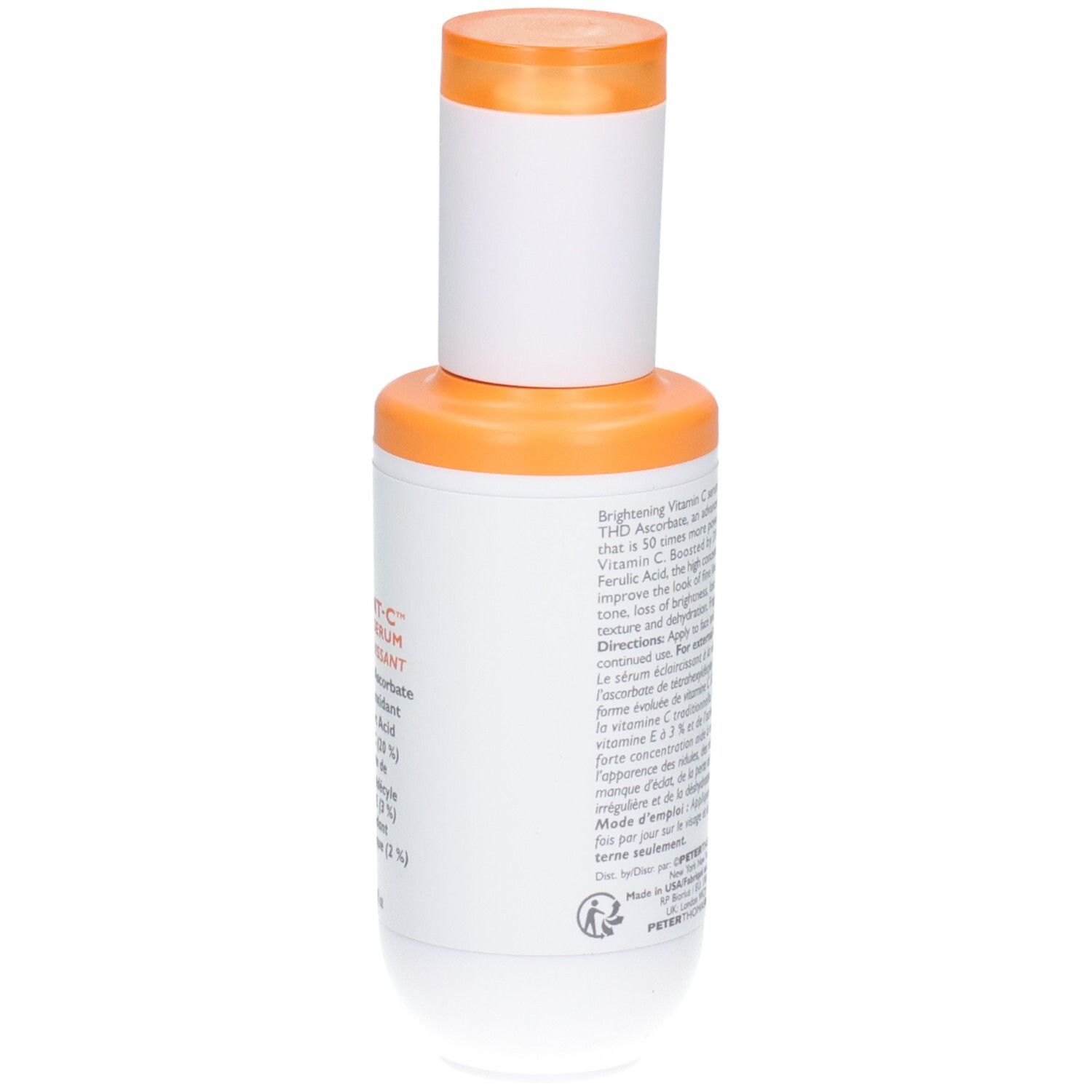 Flacon Peter Thomas Roth Potent C Power Serum, vue arrière en biais.