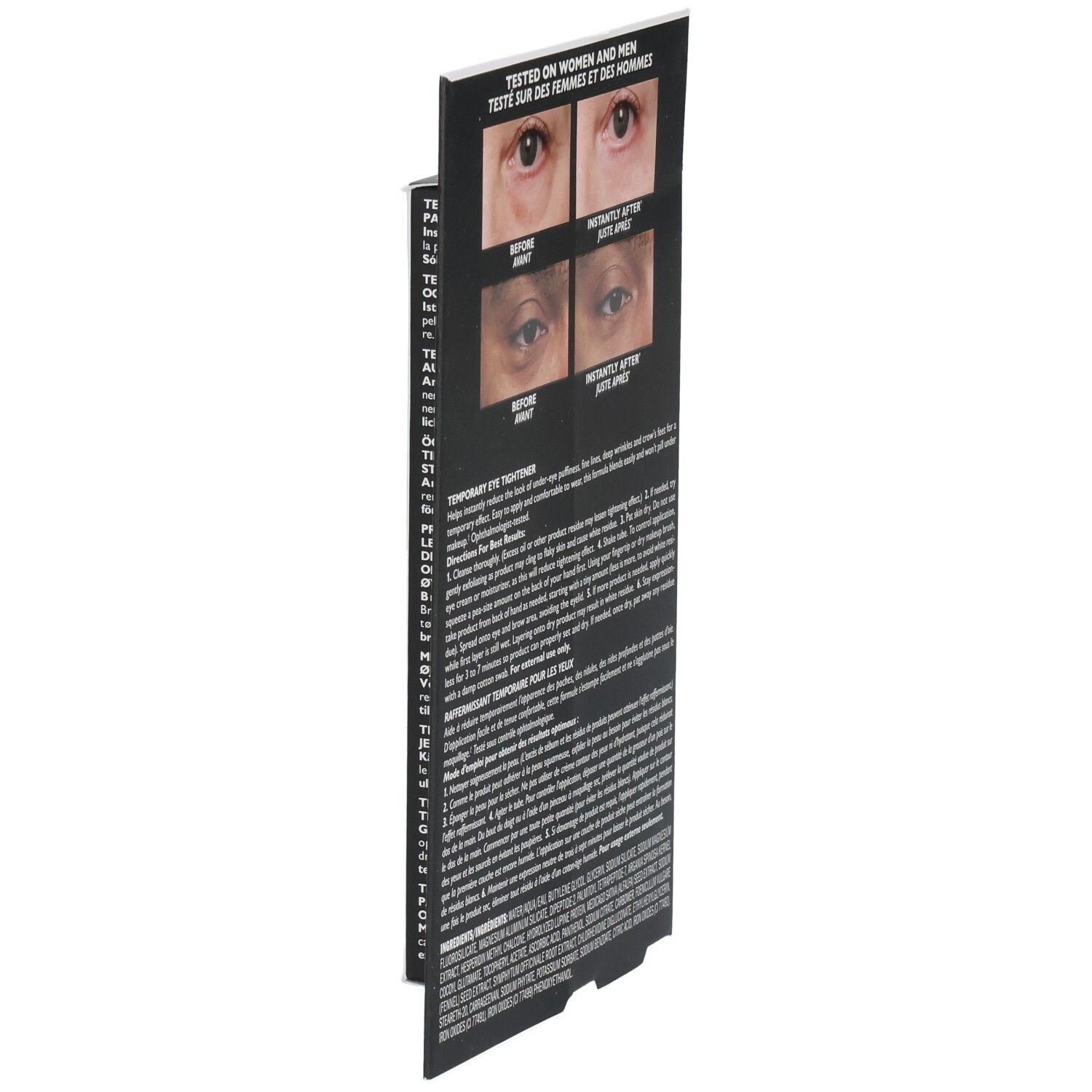 Emballage Peter Thomas Roth Instant FIRMx Eye avec images avant/après et instructions d'application.