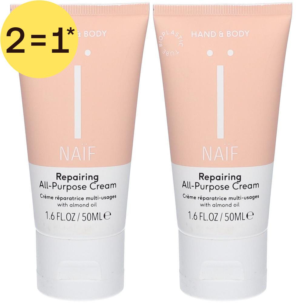 Deux tubes de Crème Réparatrice Multi-usages NAÏF®, 50ml.