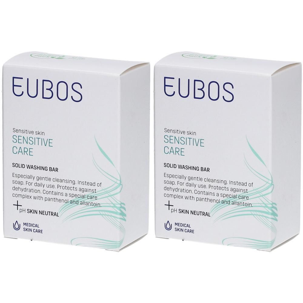 Deux paquets de pain lavant solide Eubos Sensitive Care pour peaux sensibles. pH neutre.