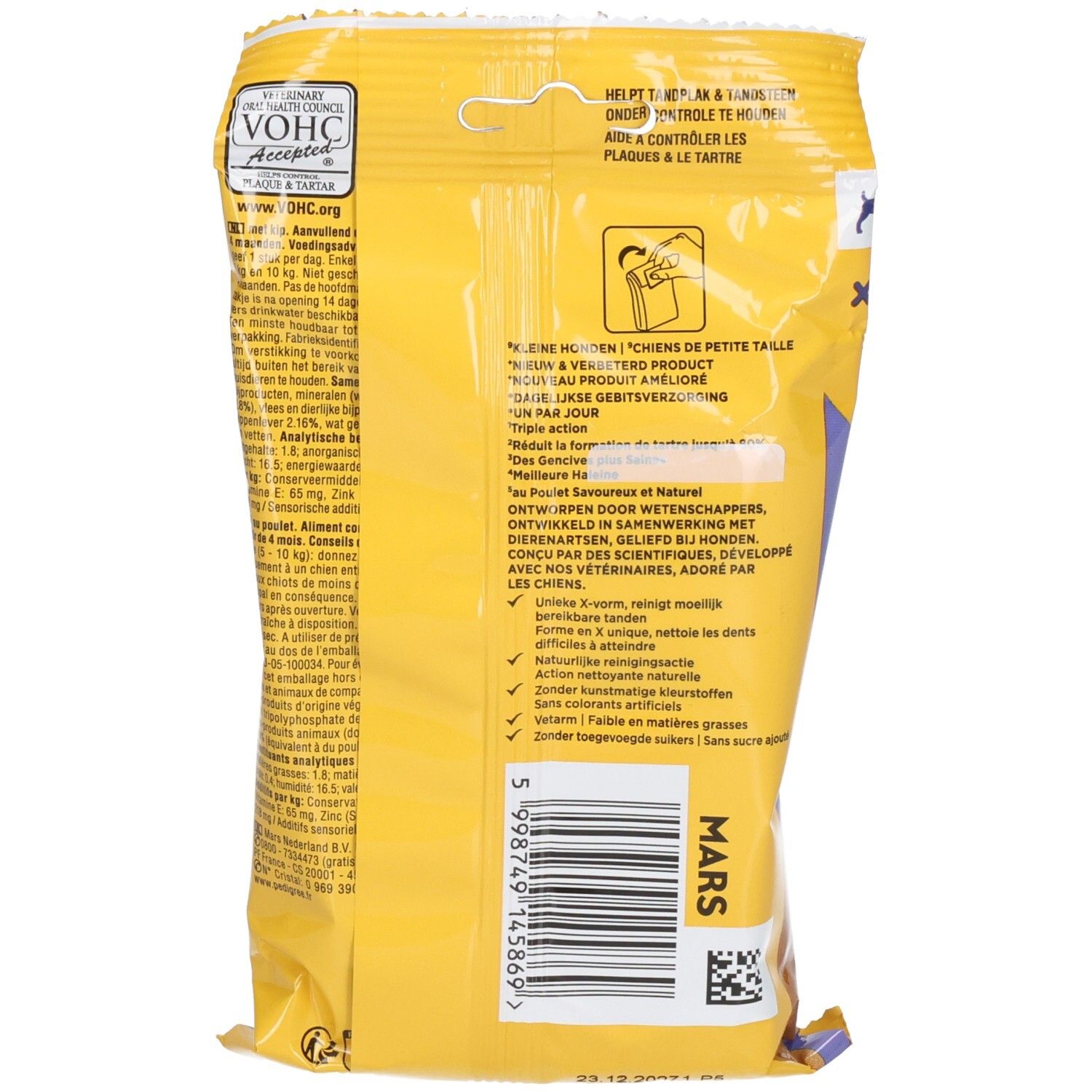 Lot de 7 sticks Pedigree Dentastix Light pour le soin dentaire quotidien des chiens.