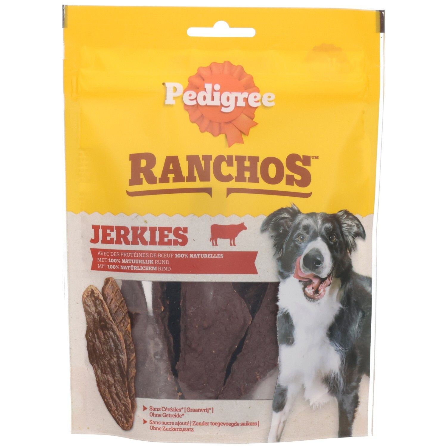 Pedigree Ranchos Jerkies friandises poulet pour chiens, sachet 60g.