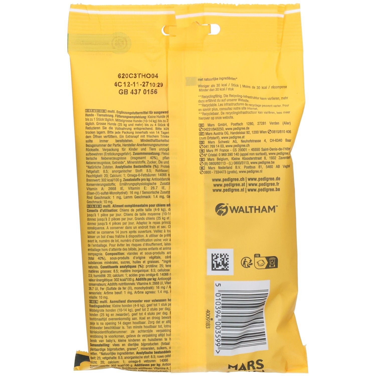 Friandises Pedigree Schmackos Multi Mix pour chiens, 20 pièces.