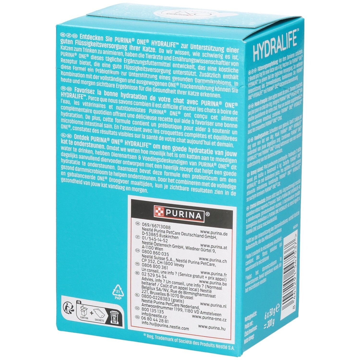 Pack de nourriture pour chat Purina One Sterilcat, 8 sachets de 85g. Contient du saumon et des carottes.