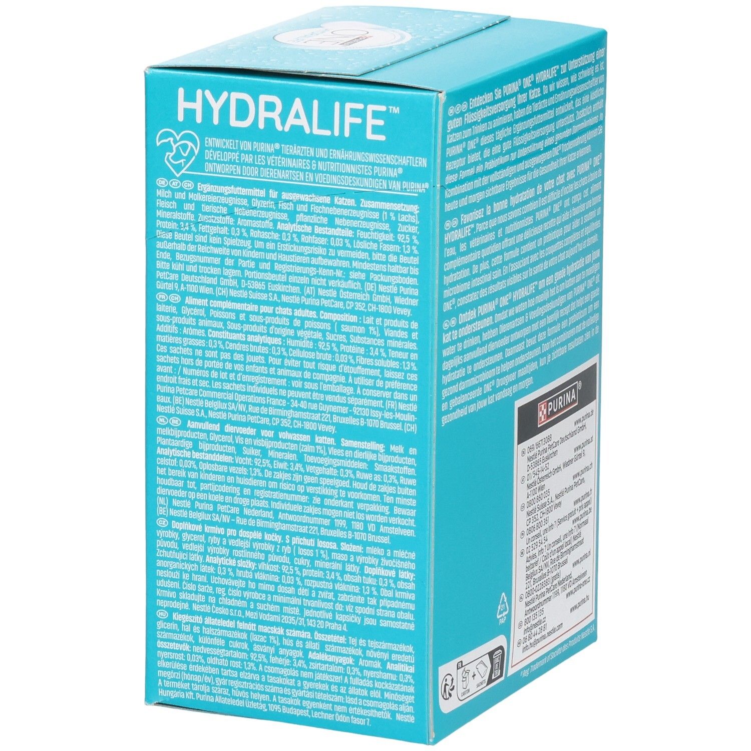 Aliment complémentaire Purina One Hydralife pour chats, 6 sachets de 50g.
