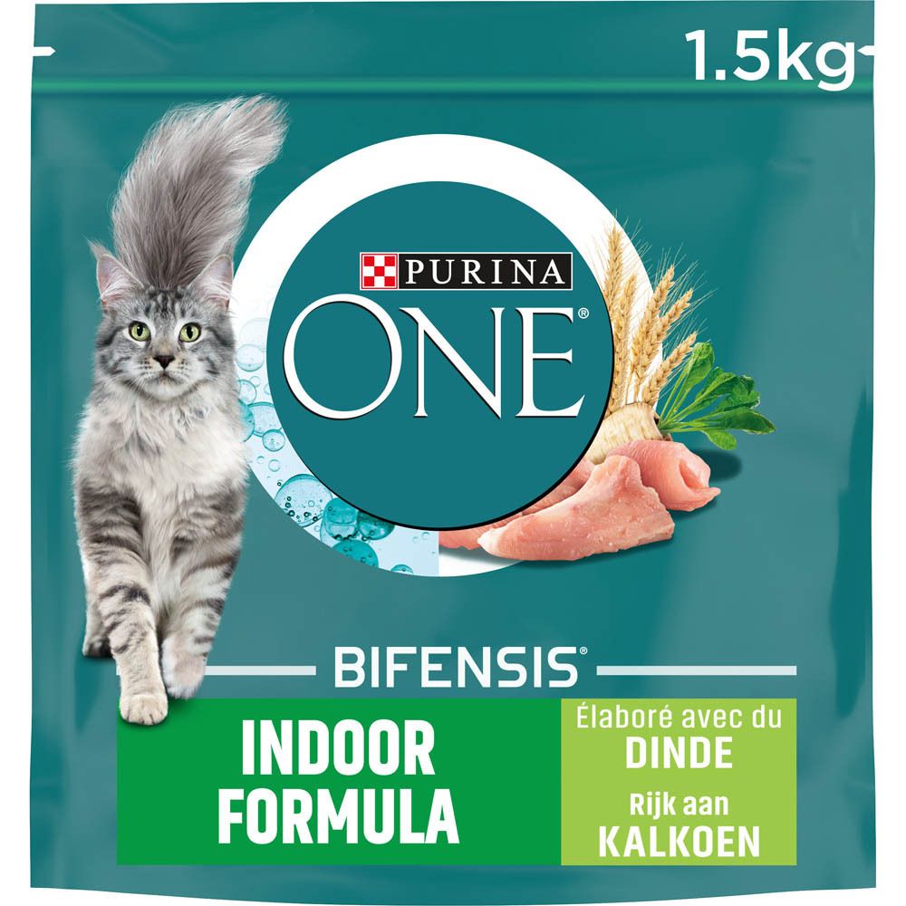 Purina ONE Bifensis Indoor Formula nourriture pour chat à la dinde, sac de 1,5 kg.
