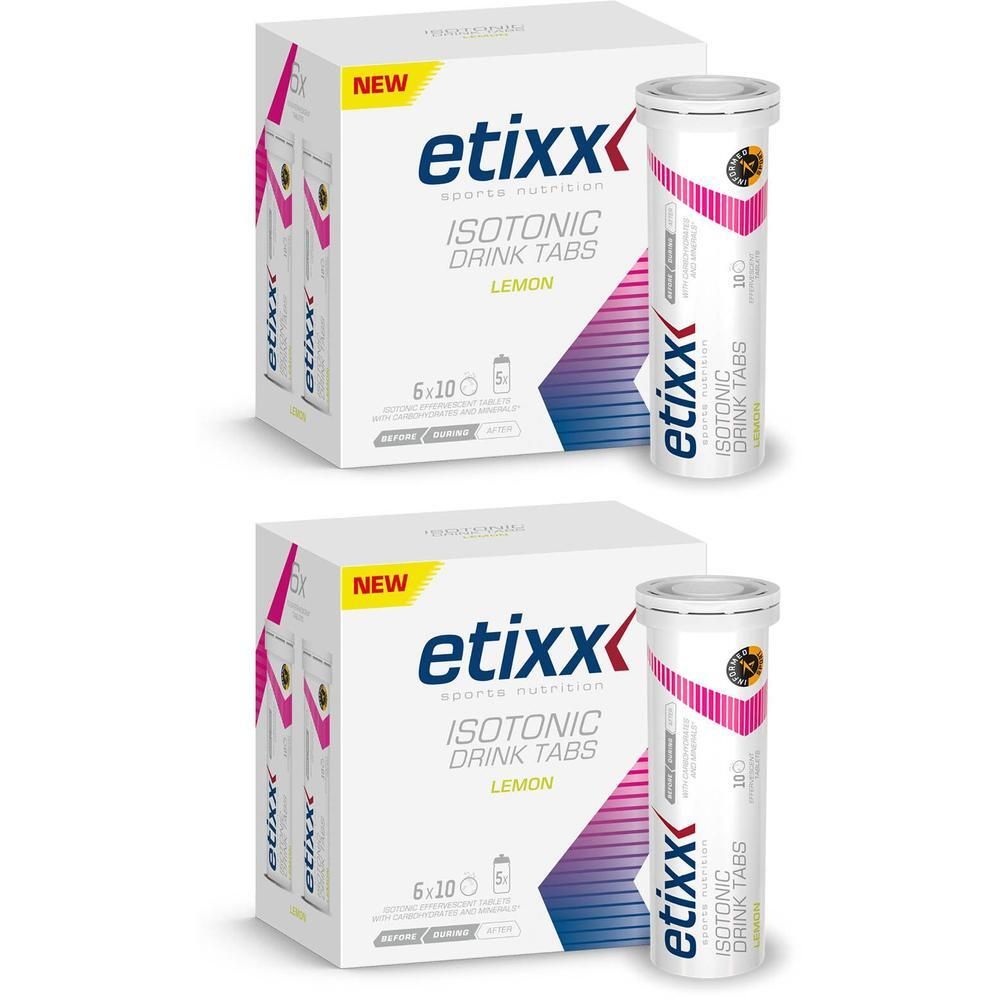 Deux boîtes de comprimés effervescents Etixx Isotonic Zitrone, 6x10.