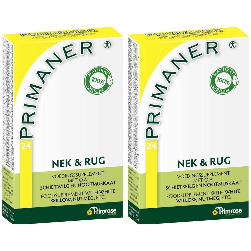 Deux boîtes de Primaner Nek & Rug, complément alimentaire, 24 unités.