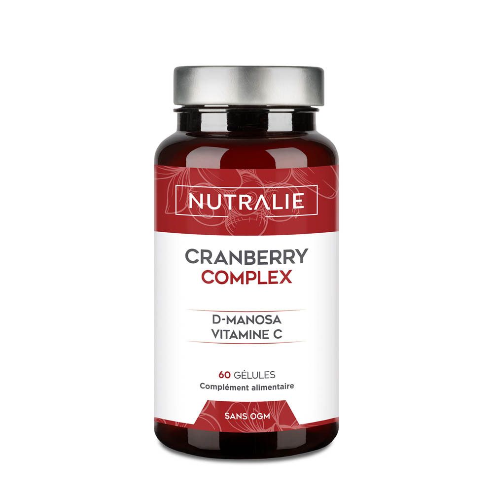 Gélules Nutralie Cranberry Complex avec D-Mannose et Vitamine C, 60 gélules.
