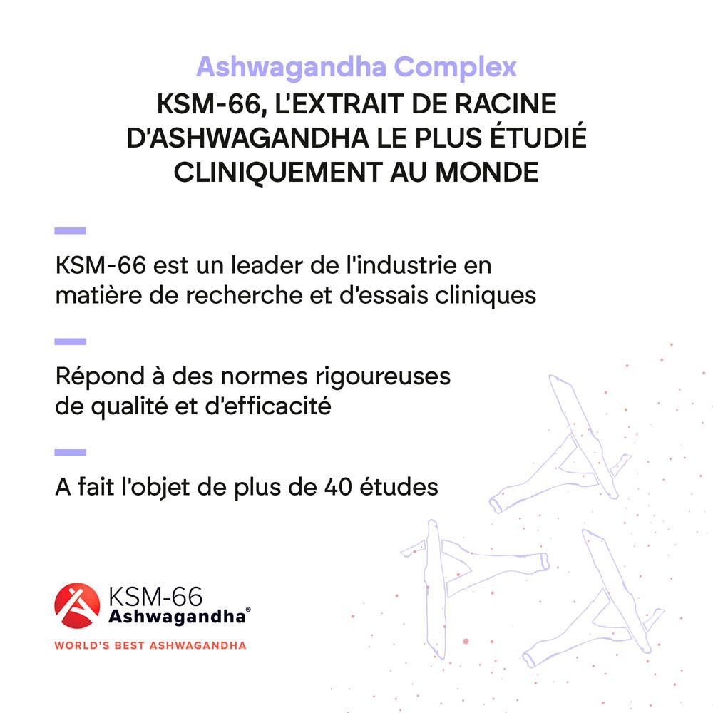 Nutralie Ashwagandha Complex: Pourquoi? Formule complexe de 4 ingrédients actifs. Supplément végétalien. 60 gélules.