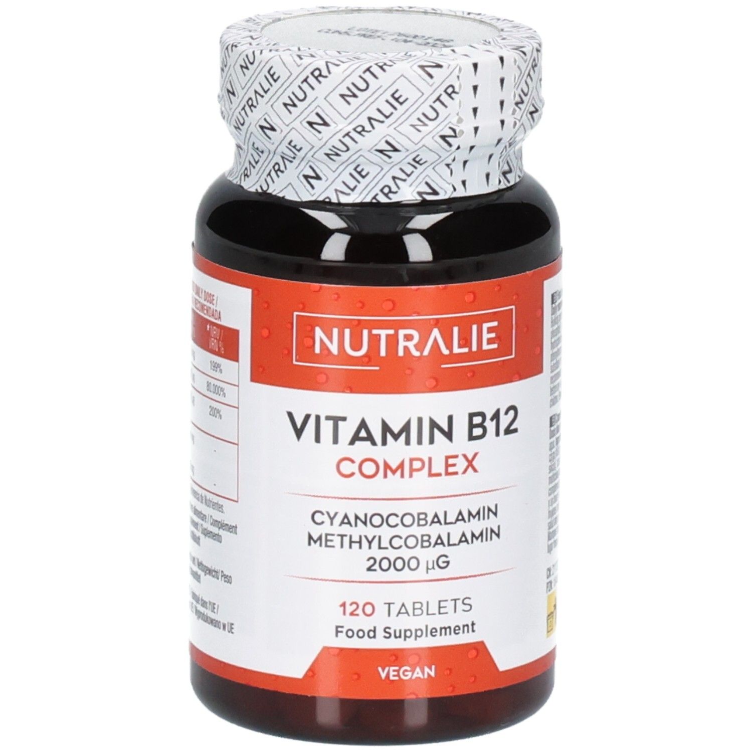 Bouteille Nutralie Vitamine B12 Complex de 120 comprimés.