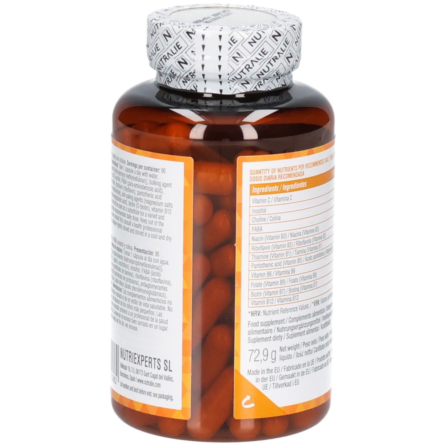 Nutralie Vitamine B Complex côté avec ingrédients.