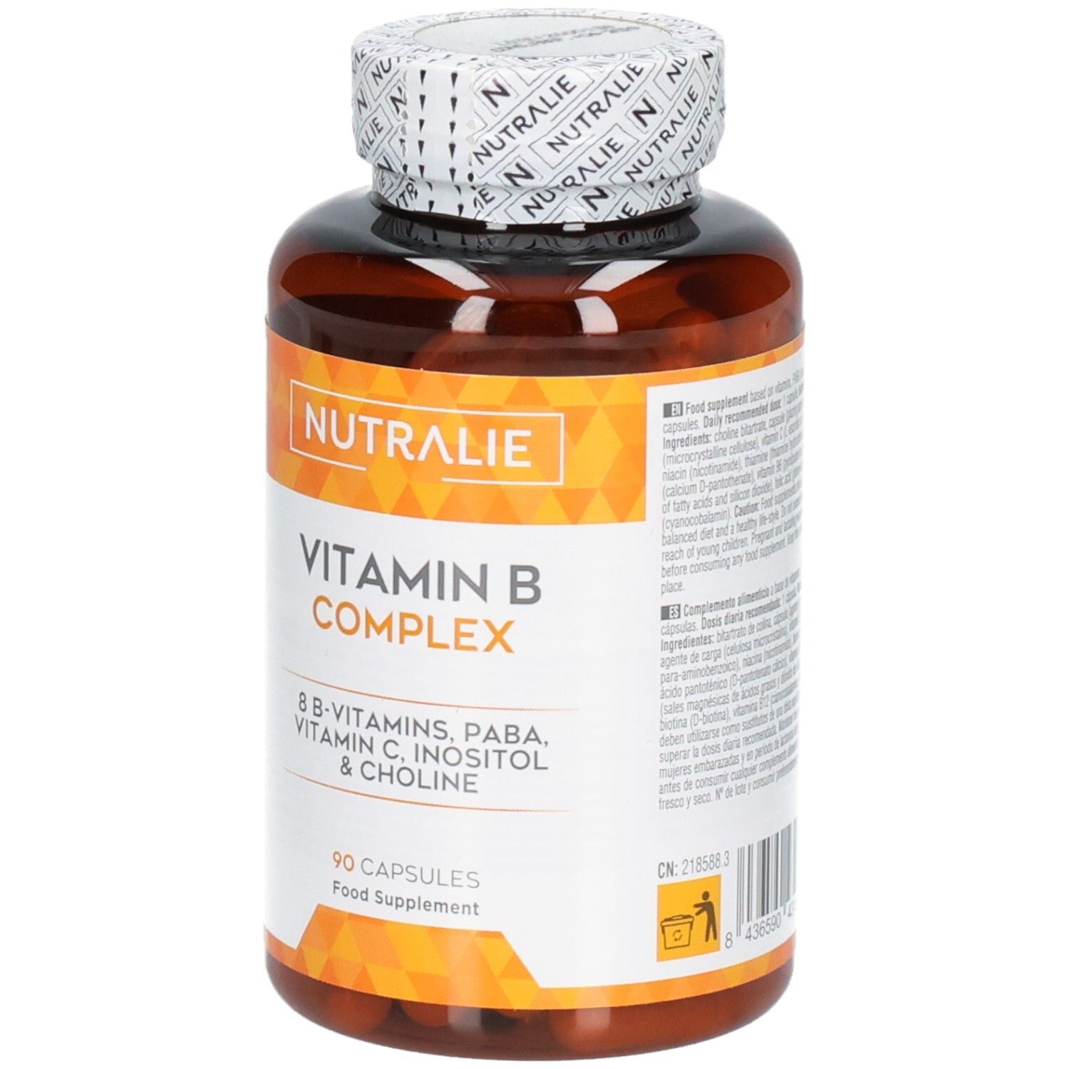 Nutralie Vitamine B Complex bouteille, 90 gélules.