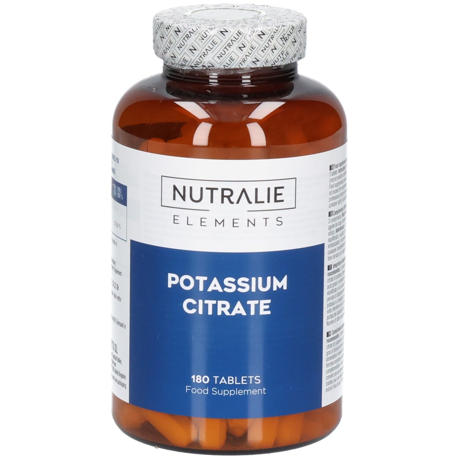 Vue avant d'une bouteille Nutralie Citrate de Potassium, 180 comprimés.