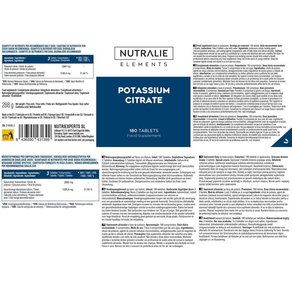 Cinq produits Nutralie, dont Citrate de Potassium.