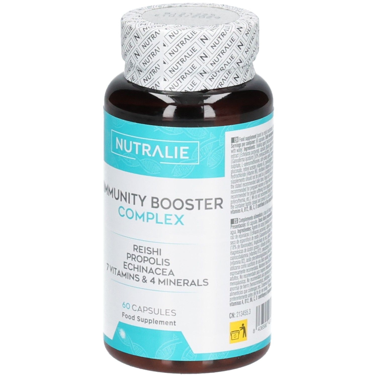 Bouteille Nutralie Immunity Booster Complex de 60 gélules, vue de face.
