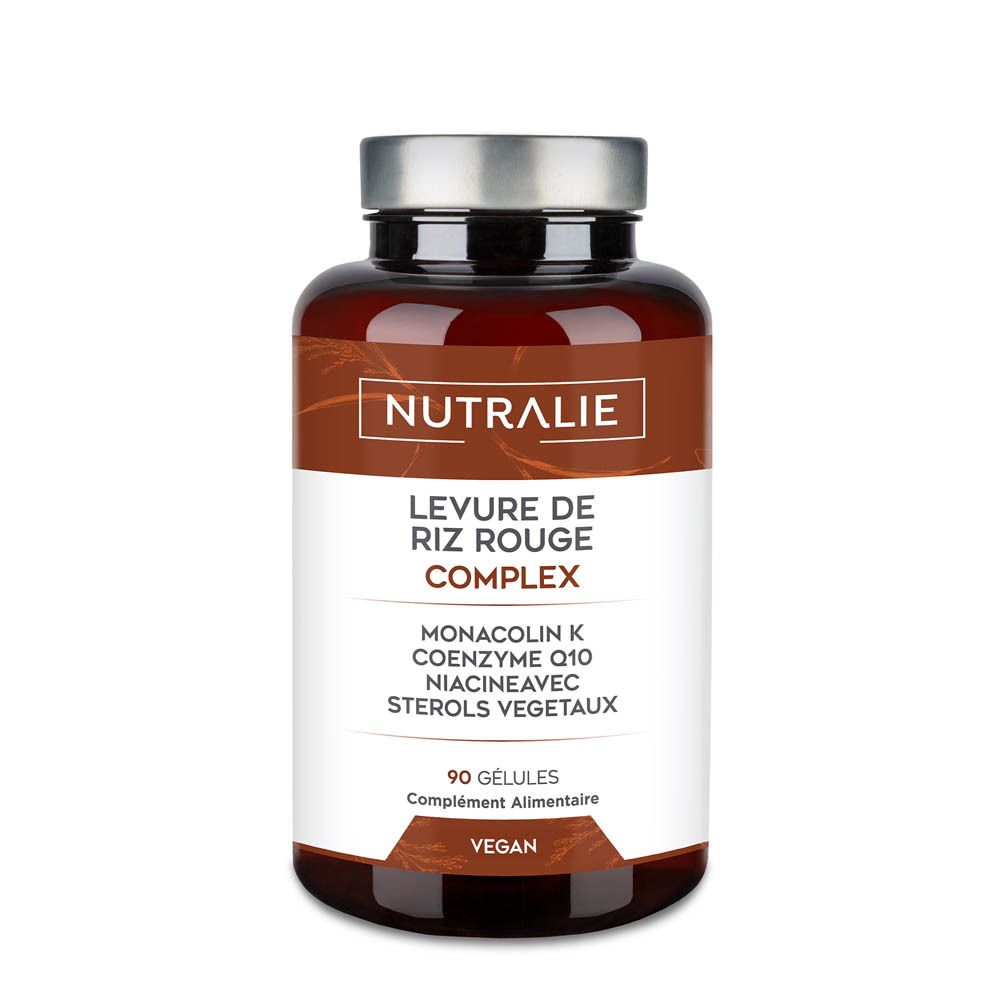 Nutralie Levure de Riz Rouge Complex: 90 gélules végétaliennes. Monacoline K, Coenzyme Q10, Niacine.