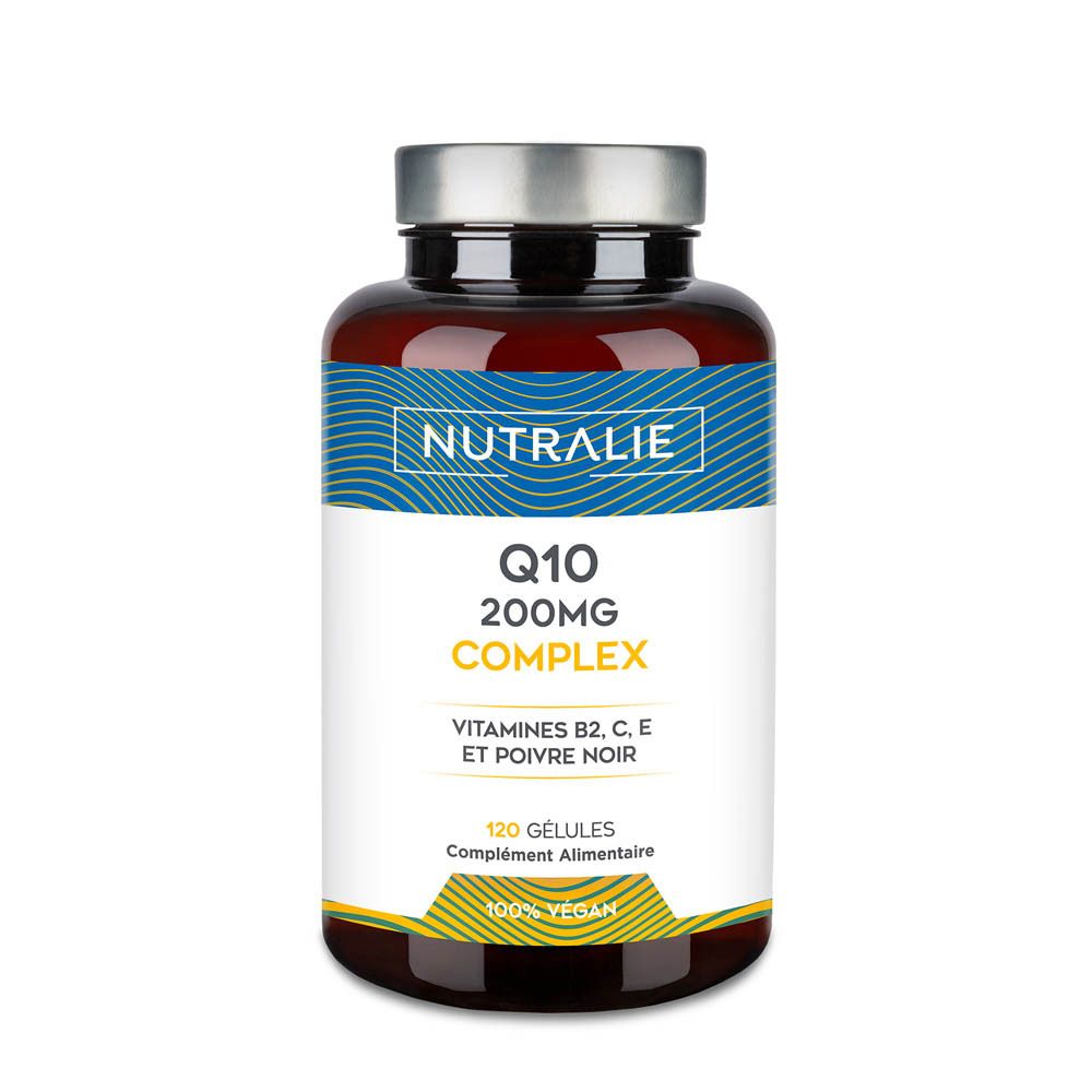 Nutralie Q10 Complex 200mg, 120 gélules, Vitamine B2, C, E, Poivre Noir.