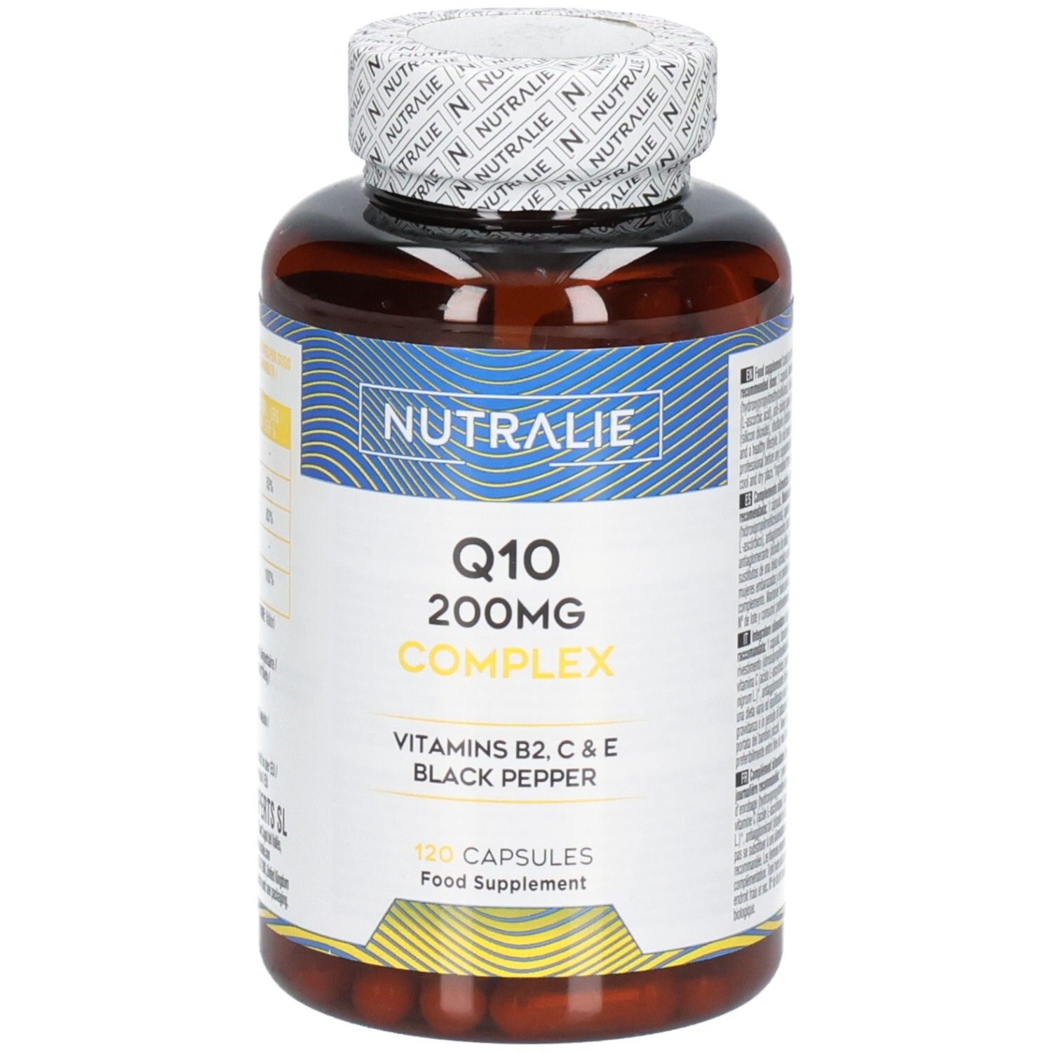 Nutralie Q10 Complex 200mg, 120 gélules, Vitamine B2, C, E, Poivre Noir.