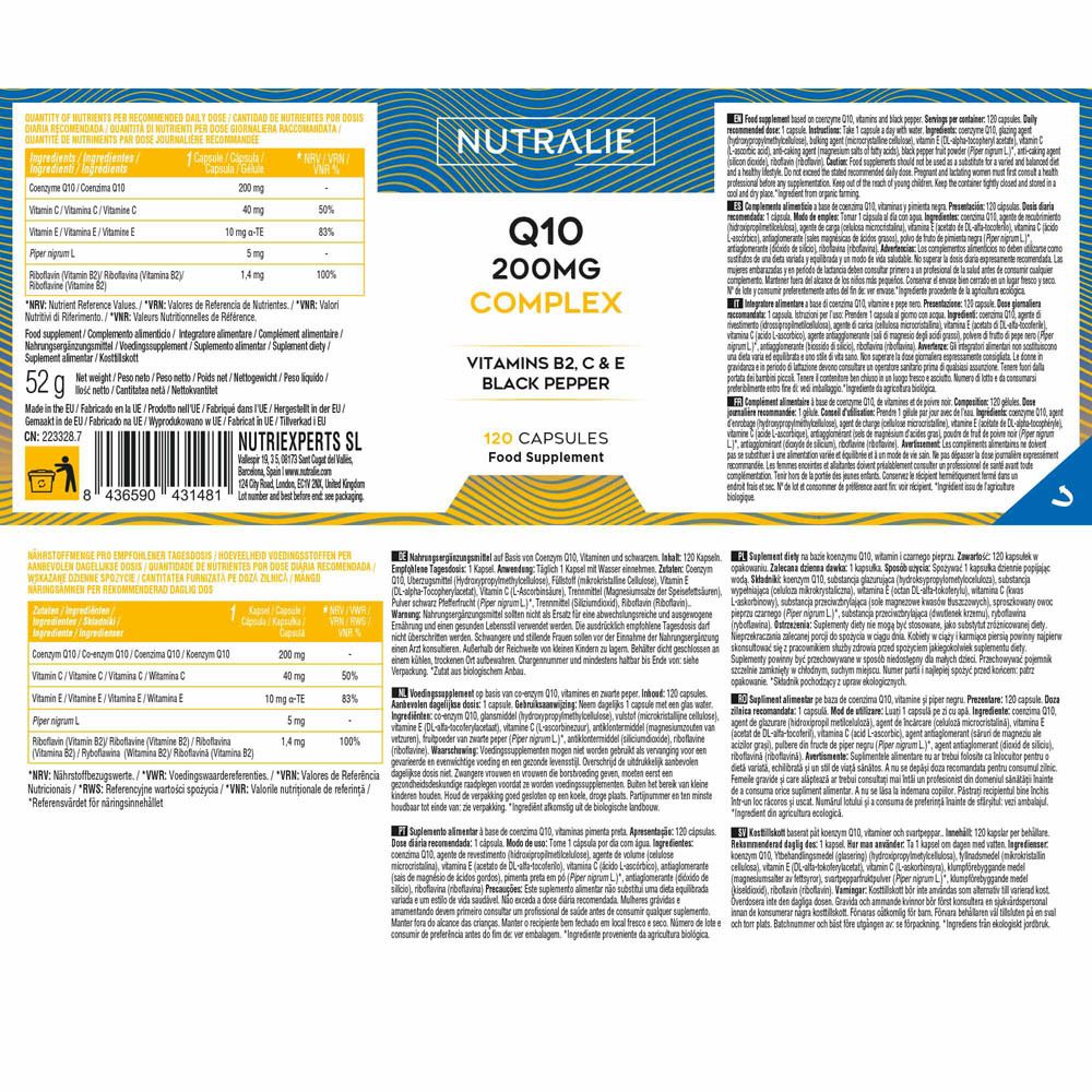 Bouteille Nutralie Q10 Complex 200mg, 120 gélules, "Découvrez nos plus de 40 références".