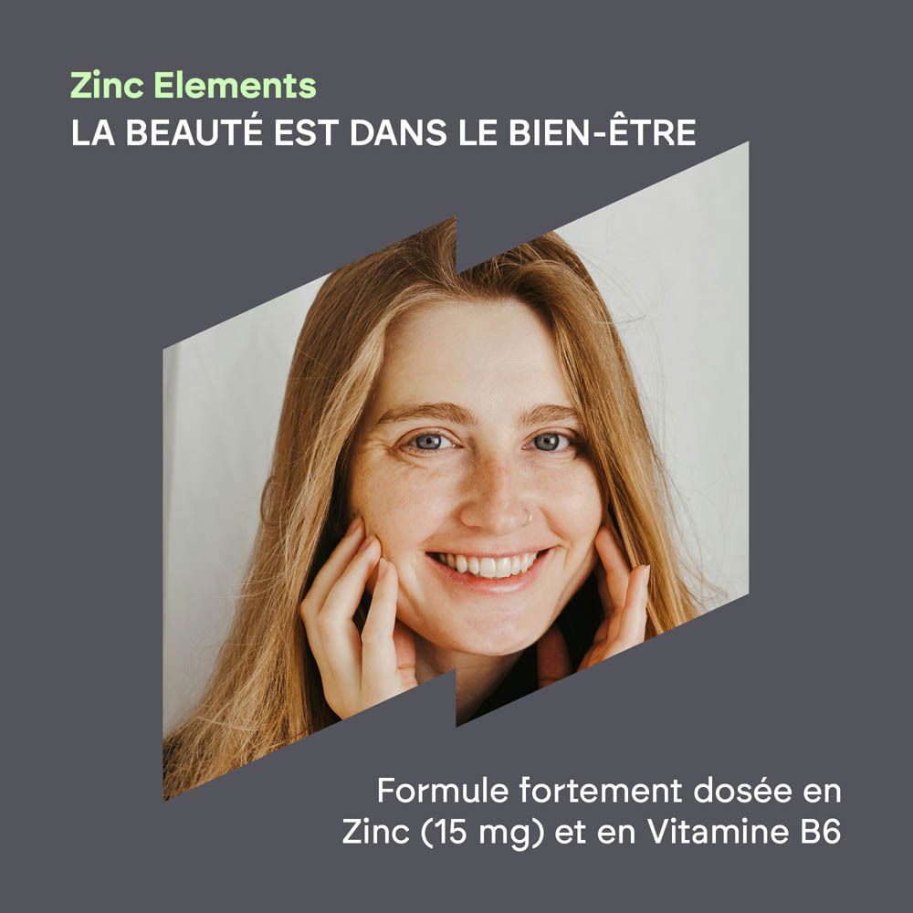 Arrière d'une bouteille Nutralie Zinc Vit. B6 avec informations nutritionnelles.