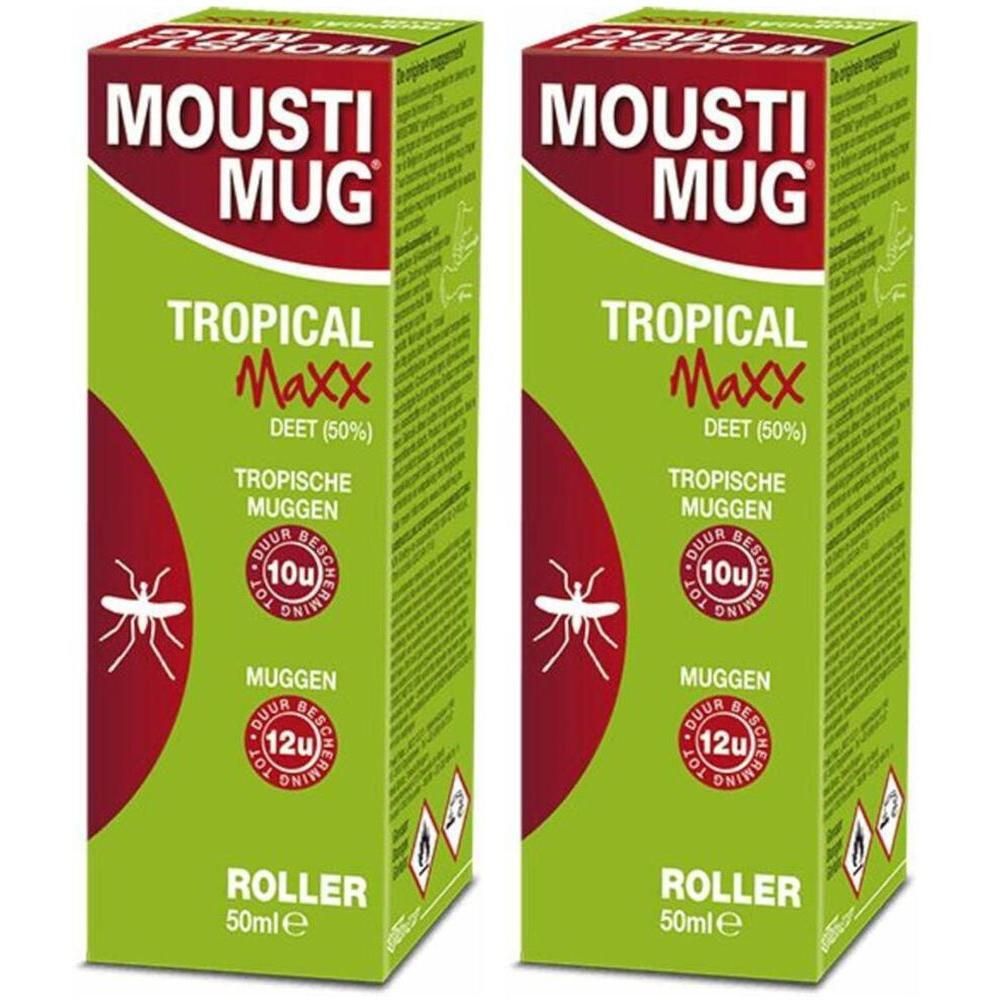 Deux paquets de Mousti Mug Tropical Maxx Roller avec 50% DEET.