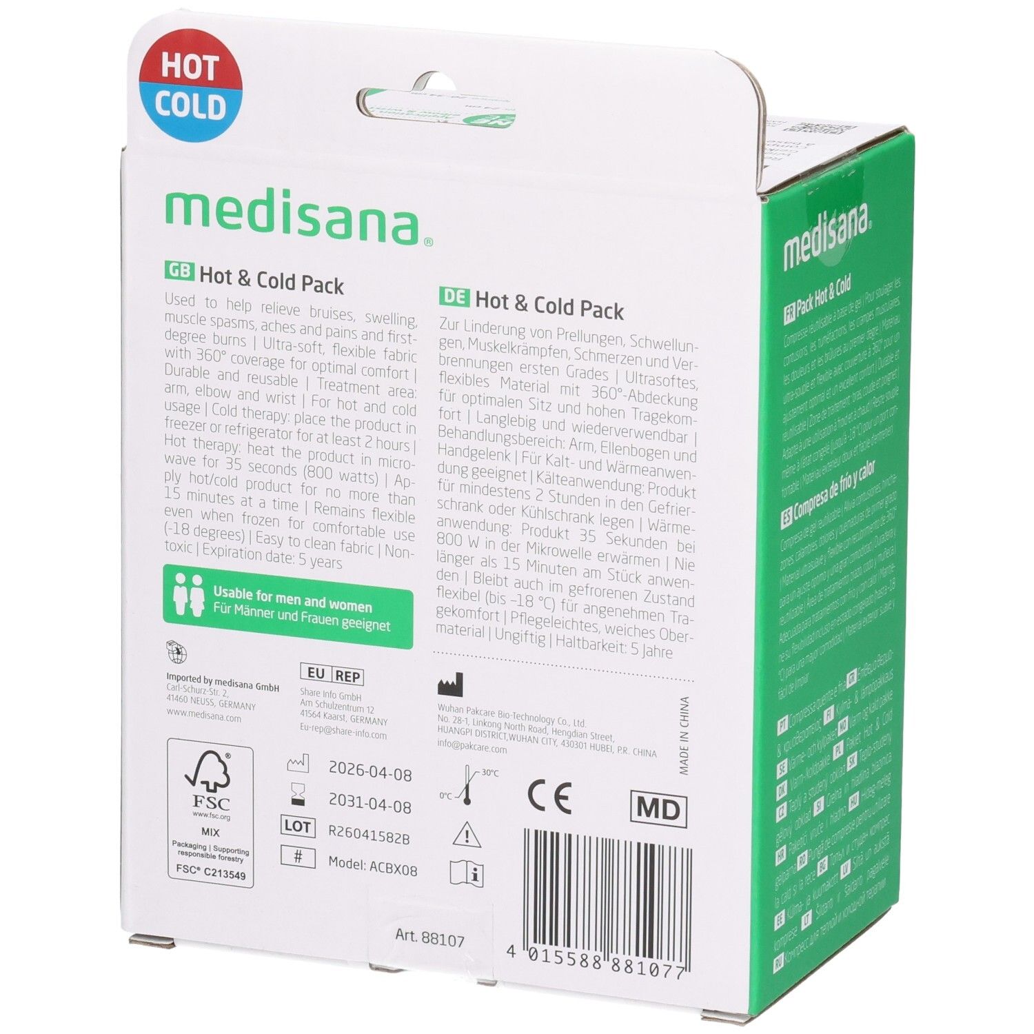 Medisana Hot & Cold Pack GP 103 pour coude et poignet. Compresse réutilisable à base de gel.