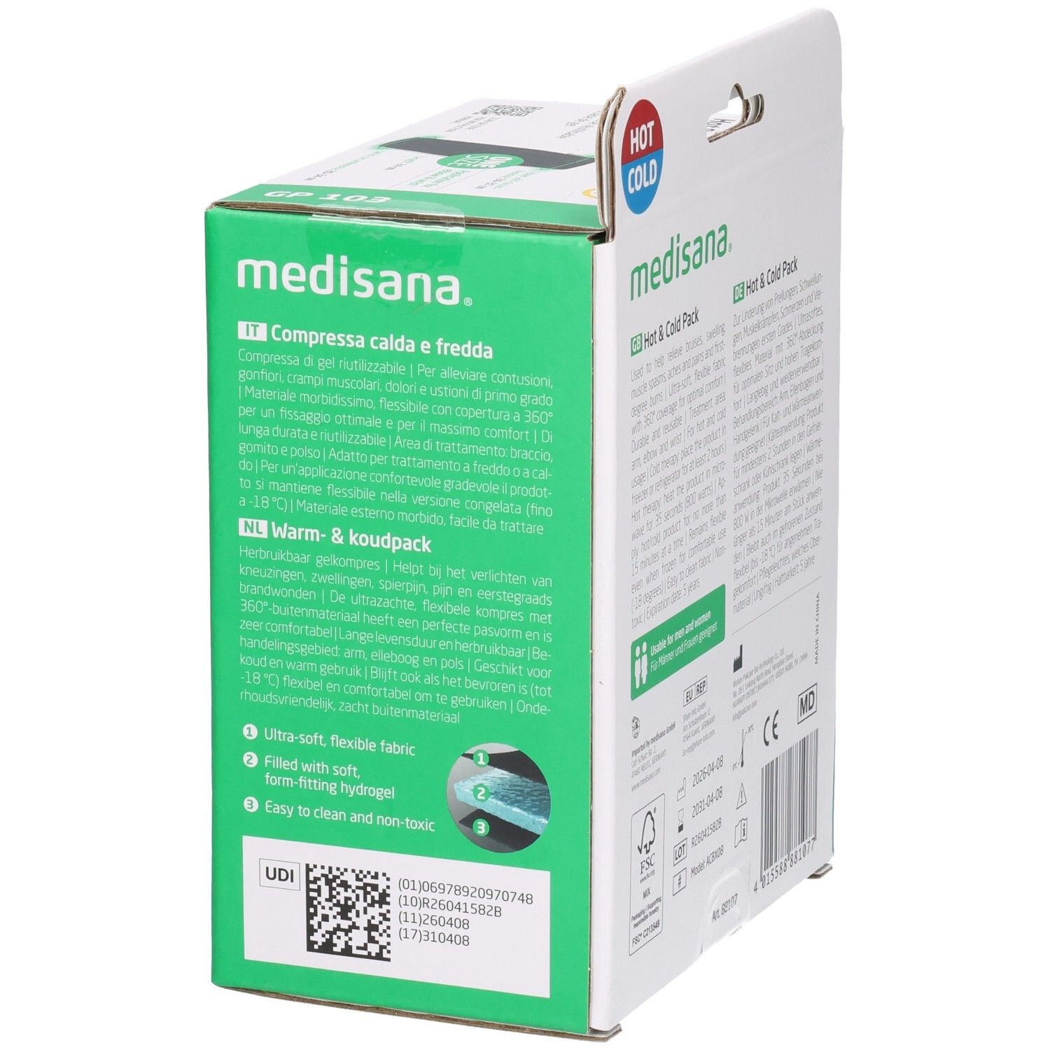 Medisana Hot & Cold Pack GP 103 pour coude et poignet. Compresse réutilisable à base de gel.