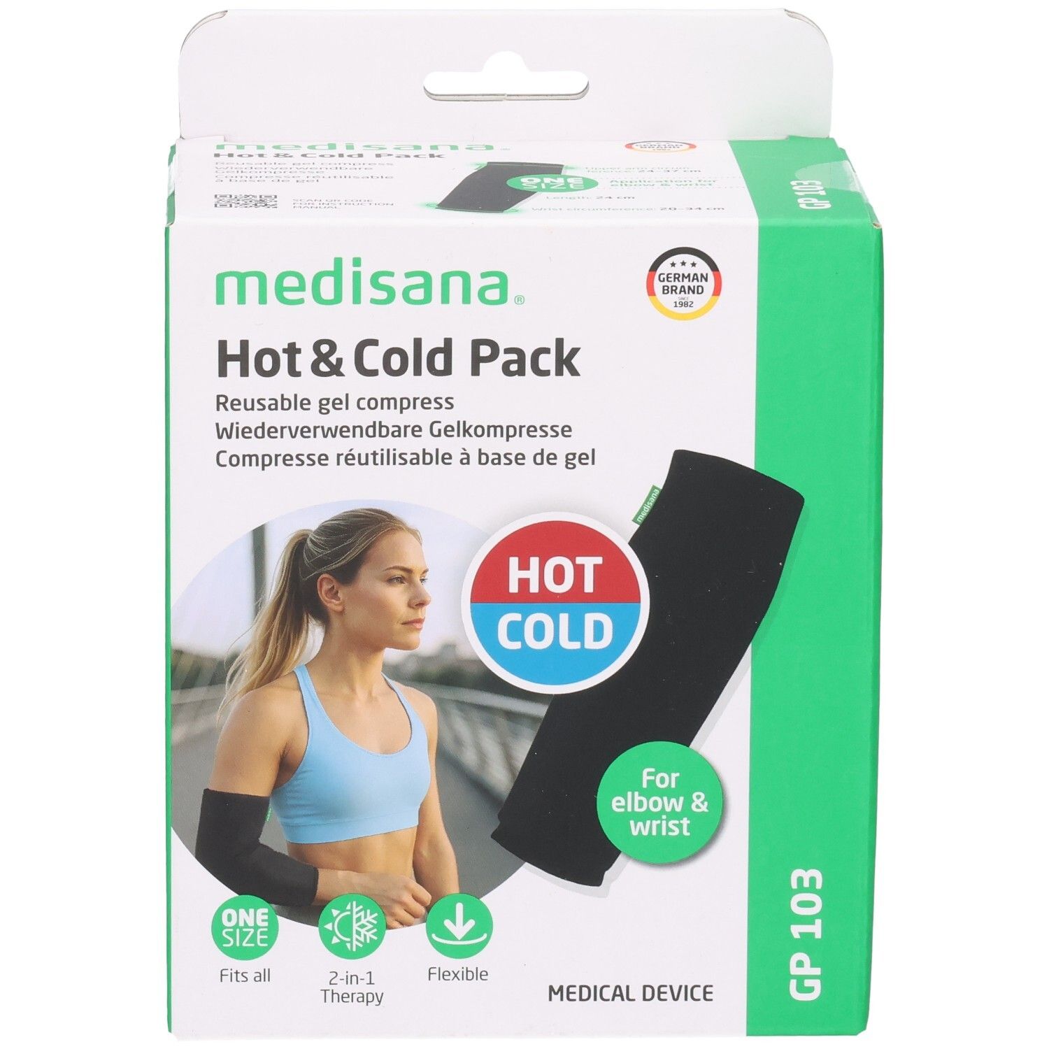 Medisana Hot & Cold Pack GP 103 pour coude et poignet. Compresse réutilisable à base de gel.