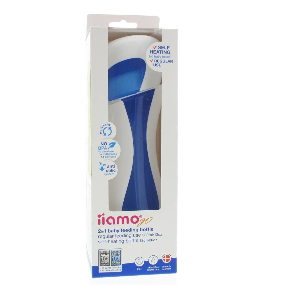 iiamo Go Biberon auto-chauffant Blanc/Bleu