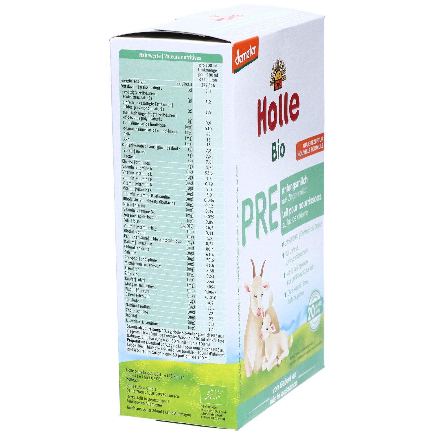 HOLLE Bio PRE Lait pour nourissons au lait de chèvre