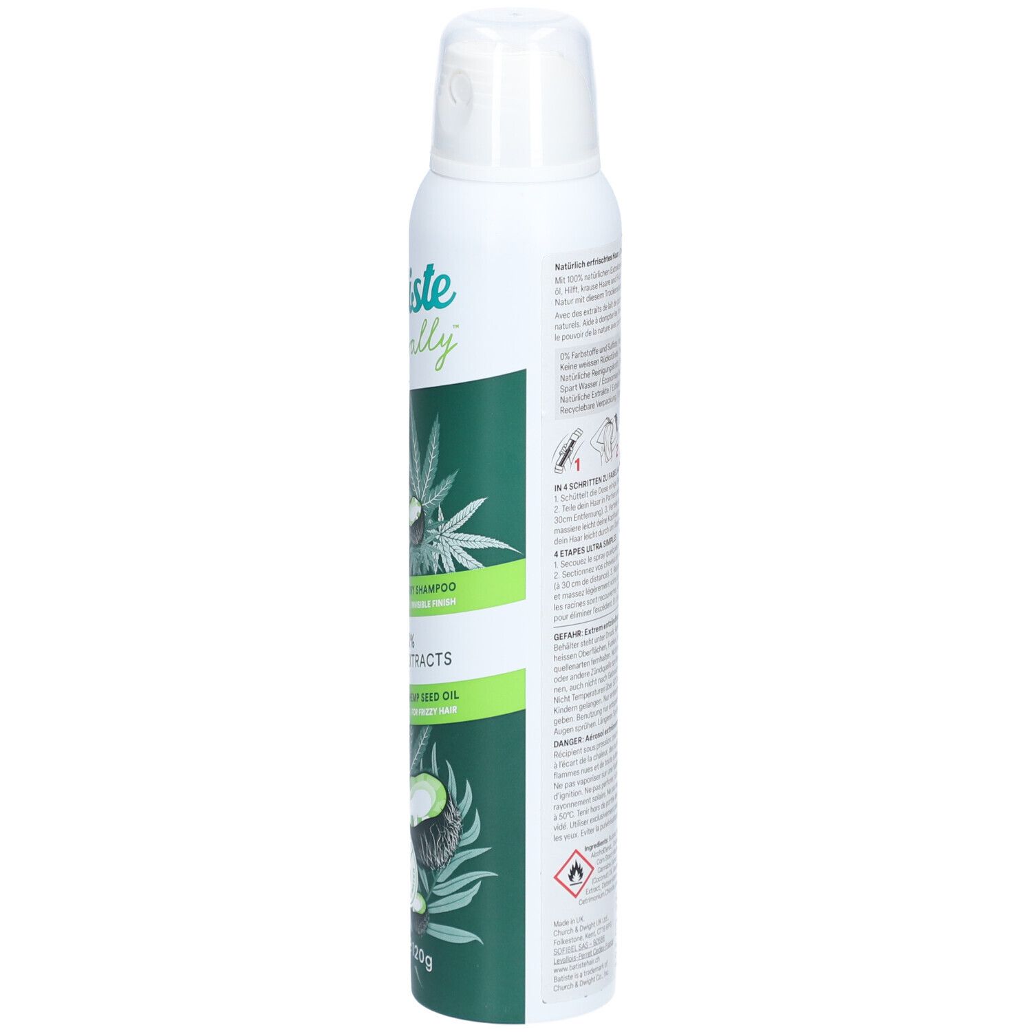 BATISTE Naturally Shampooing Sec - Lait de Coco et Huile de Chanvre