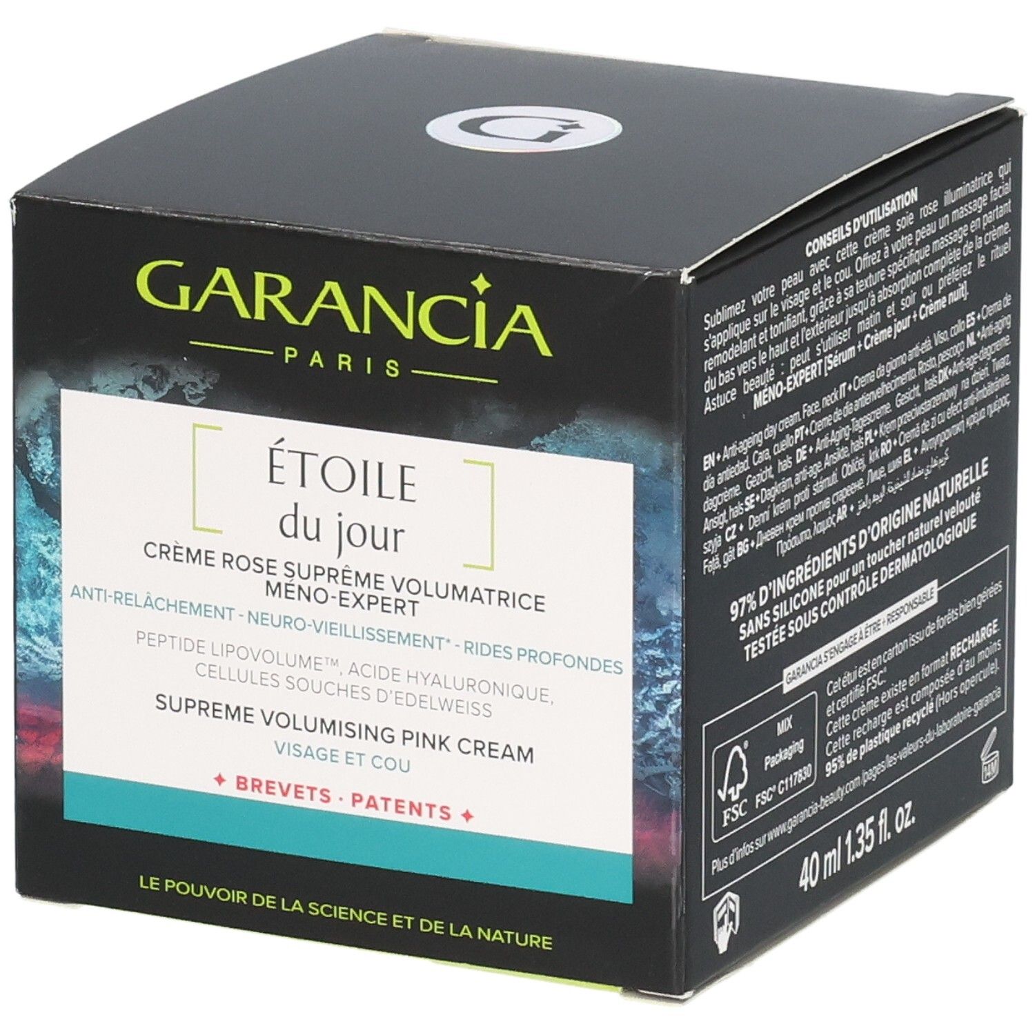 Emballage Garancia Étoile du Jour Crème Suprême Jour, informations produit et ingrédients.