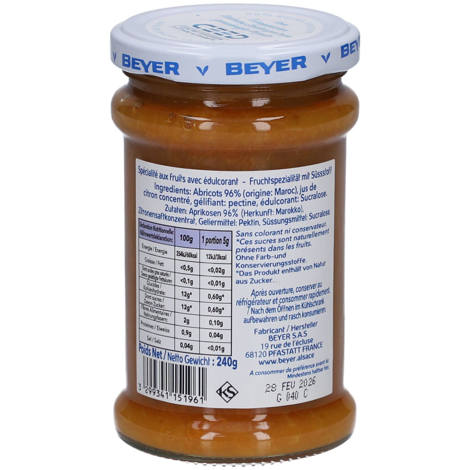 Beyer Fruits à tartnier 96% d'abricots