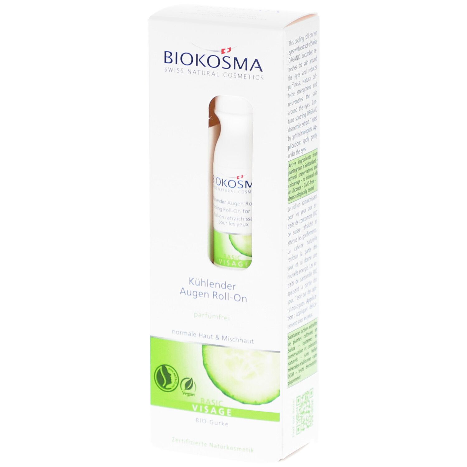 BIOKOSMA Roll-on yeux rafraîchissant à l'extrait de concombre bio