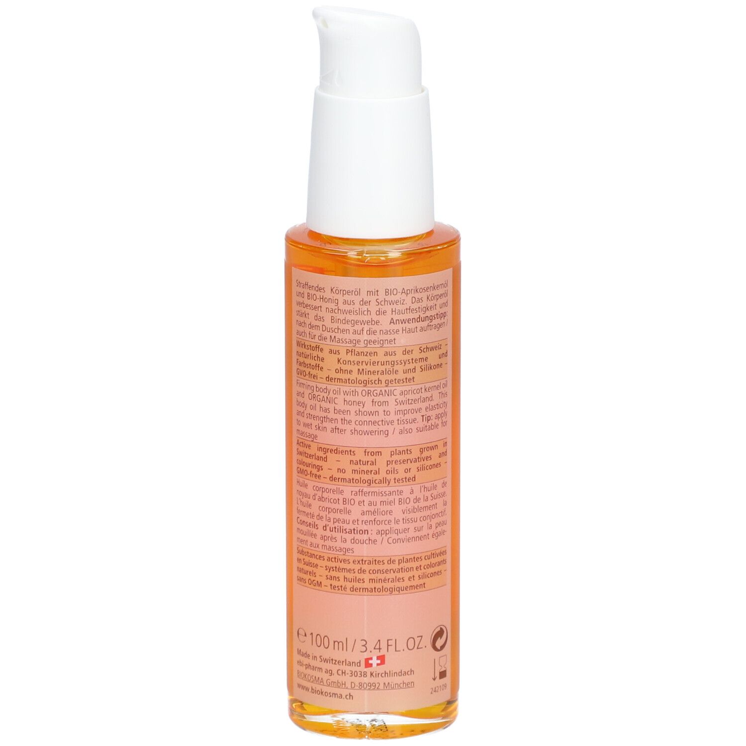 BIOKOSMA Body Care - Huile corporelle raffermissante - Abricot bio & Miel bio