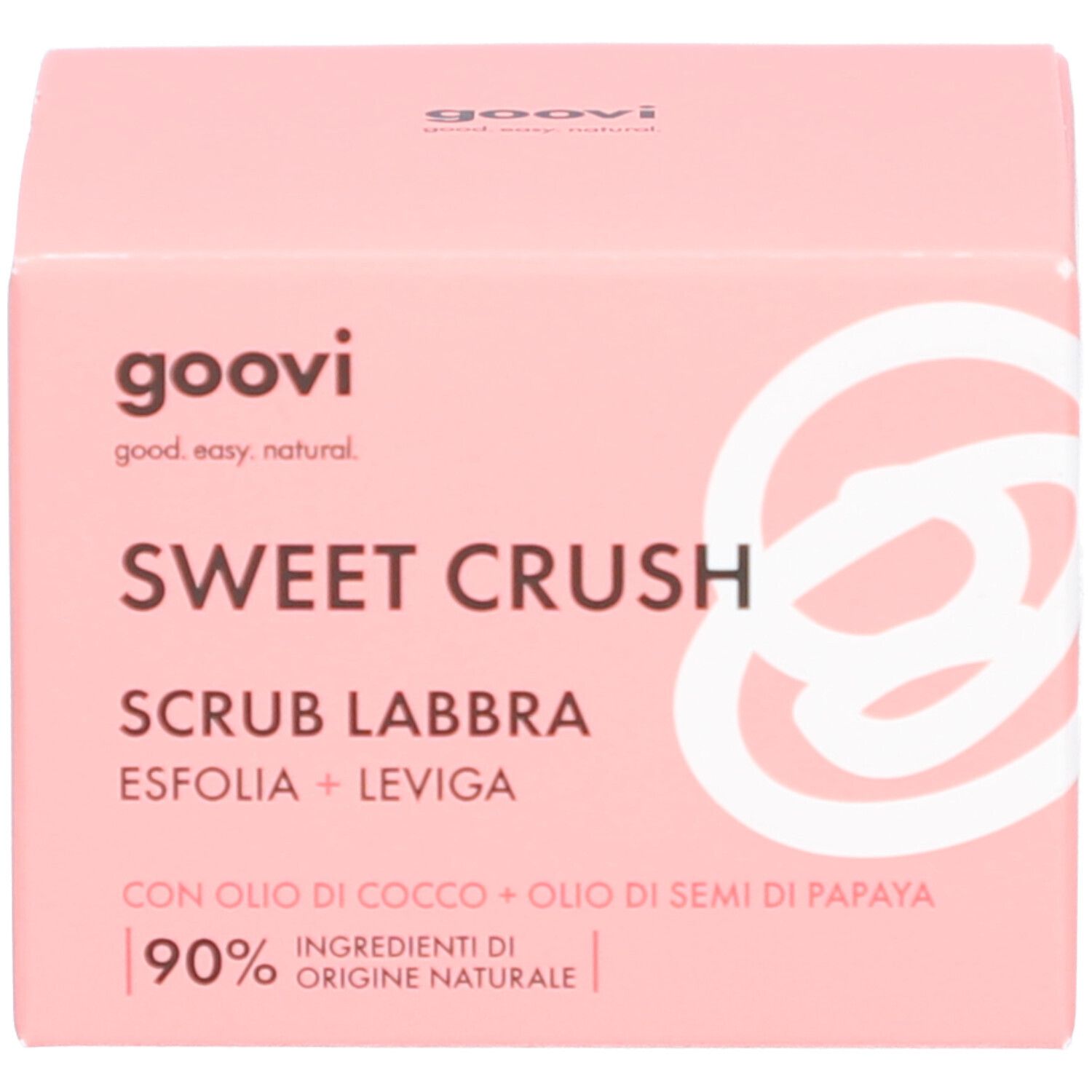Gommage lèvres Goovi Sweet Crush à l'huile de coco et de pépins de papaye. 90% d'ingrédients naturels.