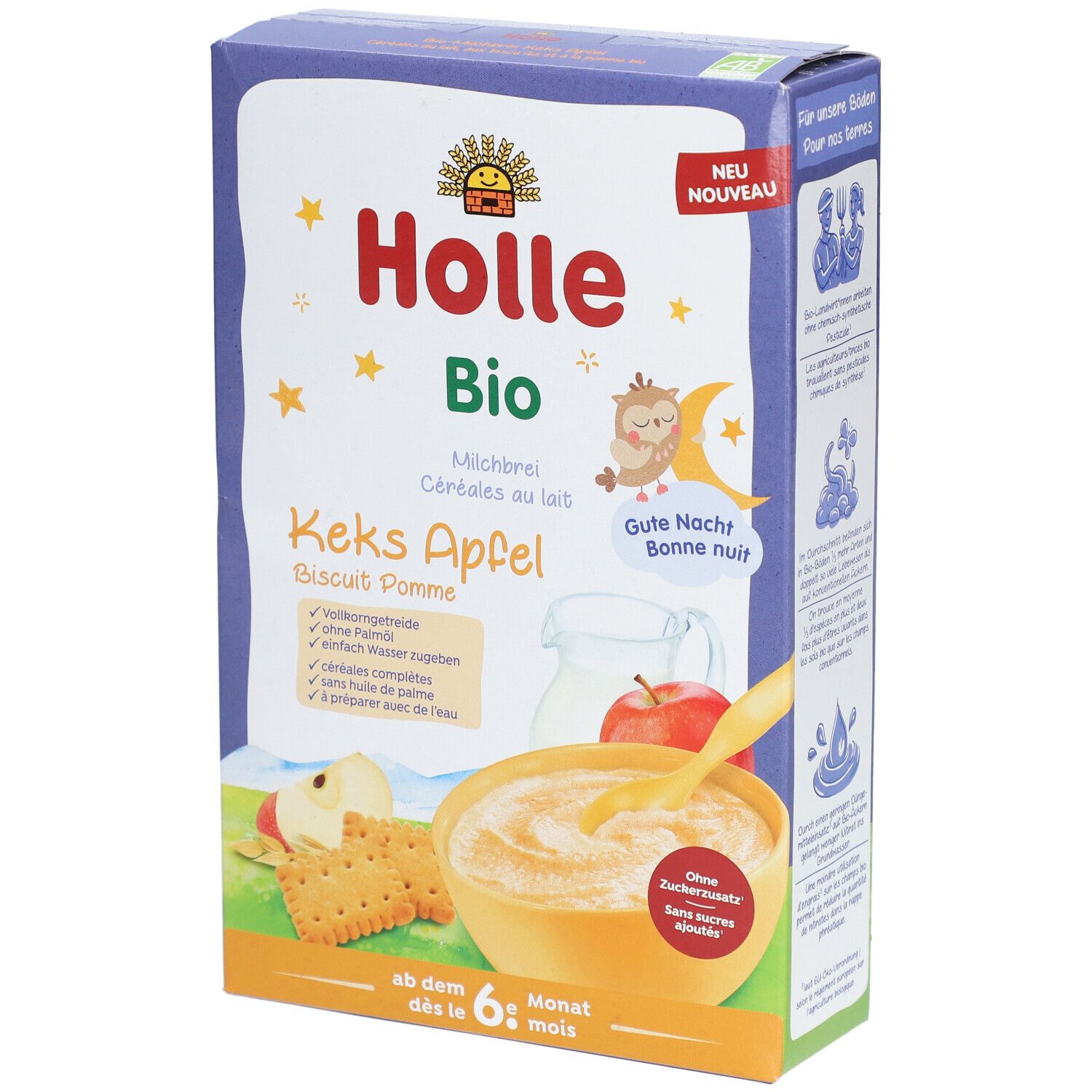 Holle Bouillie Lactée Biscuit Pomme Bio