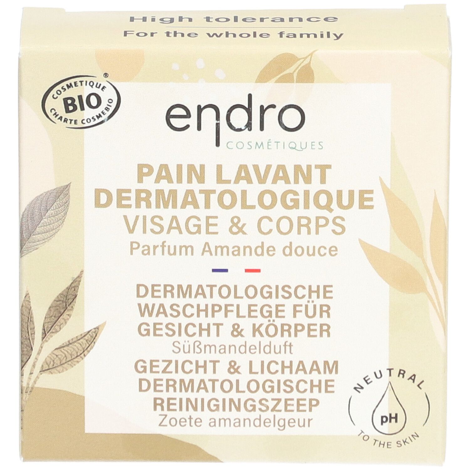ENDRO Pain Lavant Dermatologique Visage & Corps Parfum Amande Douce